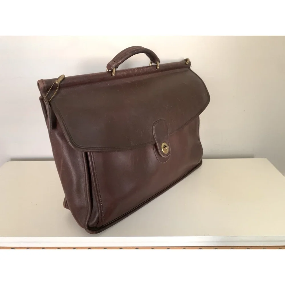 Vintage Coach Beekman Briefcase Shoulder Bag 5266 USA Brown Leather